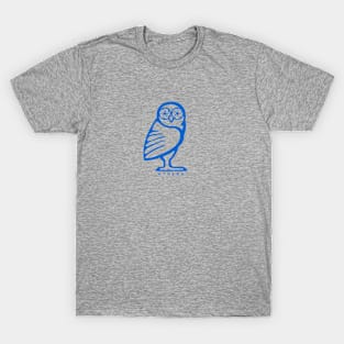 Athena owl. Design for ancient Greece fans in blue ink T-Shirt